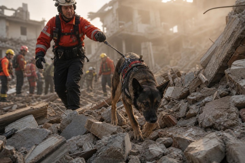Disaster Search Dogs After Earthquakes